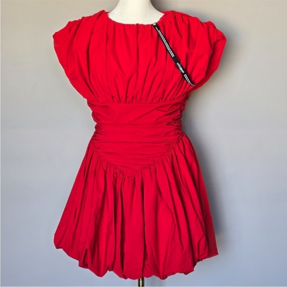 NWT! Anthropologie Red Extro&Vert Orla Sleeveless Pleated Bubble Mini Dress 🦢 - Picture 5 of 7